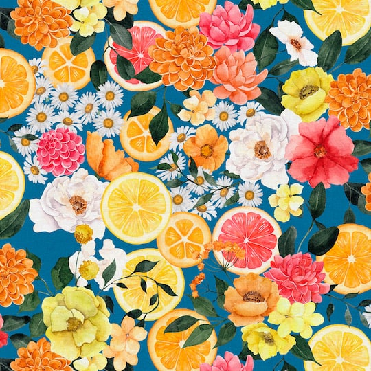 Fabric Editions Blue In Bloom Cotton Fabric